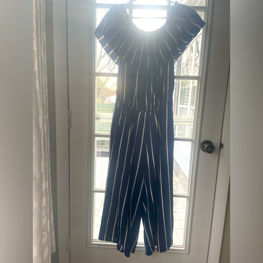 Blue and White Striped romper